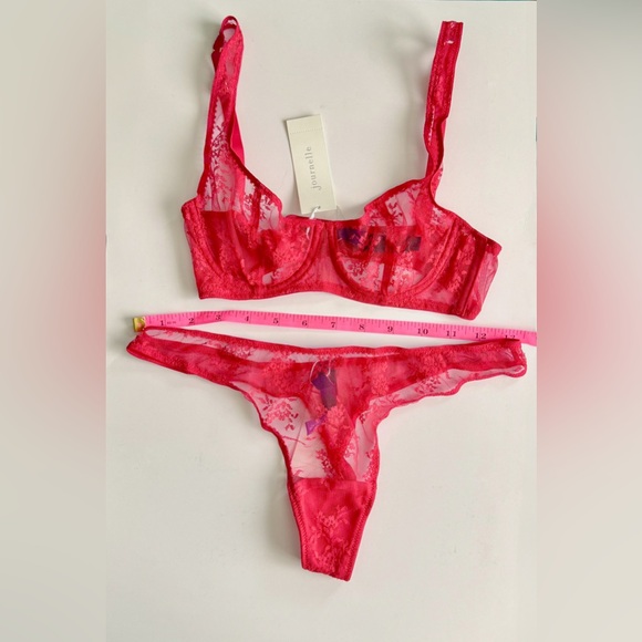 NWT - Journelle Romy set red demi bra 32B thong panty size S brand new with tags - Picture 6 of 10